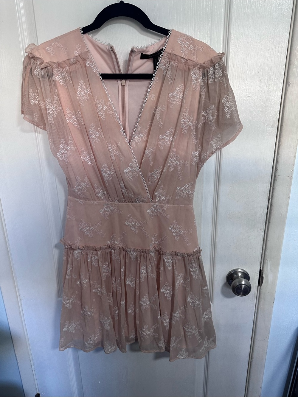 BCBGMaxAzria Blush Pink Floral Lace Mini Dress